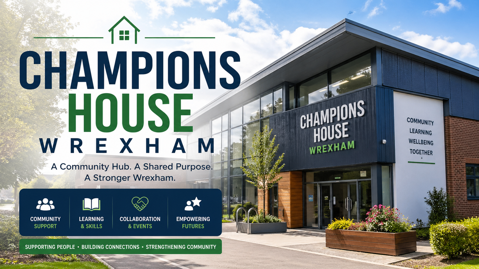 champions house wrexham community hub growth impact